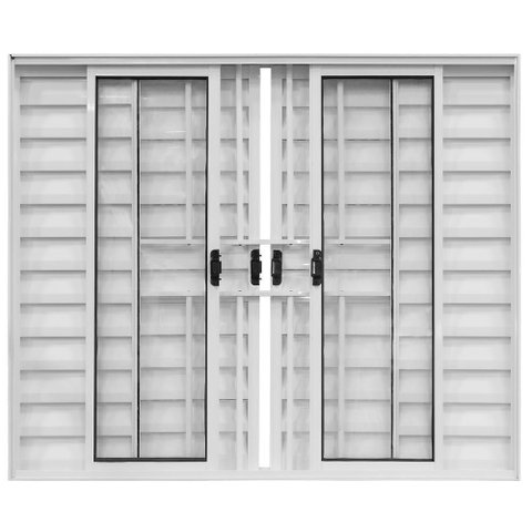 Janela de Correr Alumínio Branco 06F Veneziana c/Grade Classic - 120x150