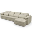 Ver imagem 7 de Sofá Retrátil para Sala de Estar 6 Lugares 414cm Riza S03 Couro Bege Pérola - Lyam Decor