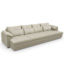 Ver imagem 1 de Sofá Retrátil para Sala de Estar 6 Lugares 414cm Riza S03 Couro Bege Pérola - Lyam Decor