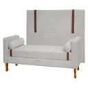Ver imagem 1 de Kit Cabeceira e Calçadeira Baú para Cama Box Casal 140cm Bouclê Cinza Claro