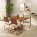 Ver imagem 1 de Conjunto Sala de Jantar 4 Cadeiras Madu Carraro Nogal Rosê