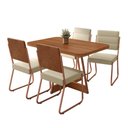 Ver imagem 2 de Conjunto Sala de Jantar 4 Cadeiras Madu Carraro Nogal Rosê