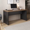Ver imagem 1 de Mesa para Escritório e Home Office Escrivaninha Moderna e Simples Lineare 136cm Nogal e Preto Marrom Artany