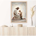 Ver imagem 2 de Quadro Decorativo Jesus Cristo e o Menino Rezando Orando Quarto Infantil