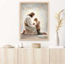 Ver imagem 2 de Quadro Decorativo Jesus Cristo e o Menino Rezando Orando Quarto Infantil
