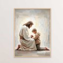Ver imagem 1 de Quadro Decorativo Jesus Cristo e o Menino Rezando Orando Quarto Infantil
