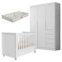 Ver imagem 1 de Berço Americano Tutto New e Guarda Roupa Infantil Eloá Branco Acetinado com Colchão Gazin – Phoenix 