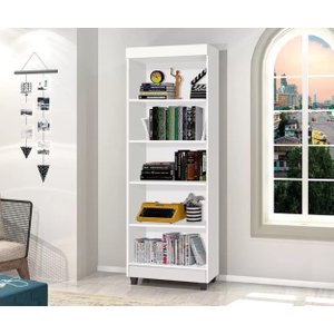 Armário Multiuso 5 Prateleiras Branco J&A Móveis Aspen 180x63x35