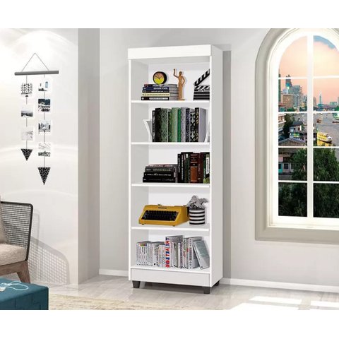 Armário Multiuso 5 Prateleiras Branco J&A Móveis Aspen 180x63x35