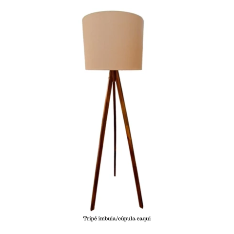 Abajur Tripé de Chão com Cúpula e Fiação:tripé Imbuia/cúpula Caqui