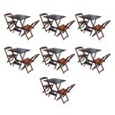 Ver imagem 1 de Kit 7 Conjuntos De Mesa Dobravel Com 2 Cadeiras De Madeira 70X70 Para Restaurante E Bar - Imbuia