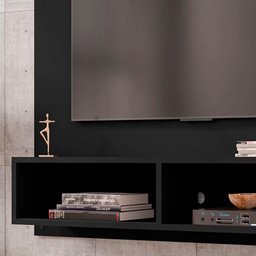 Painel Bancada Suspensa Para TV Até 43 Polegadas Viena Preto Fosco - Bechara - 3