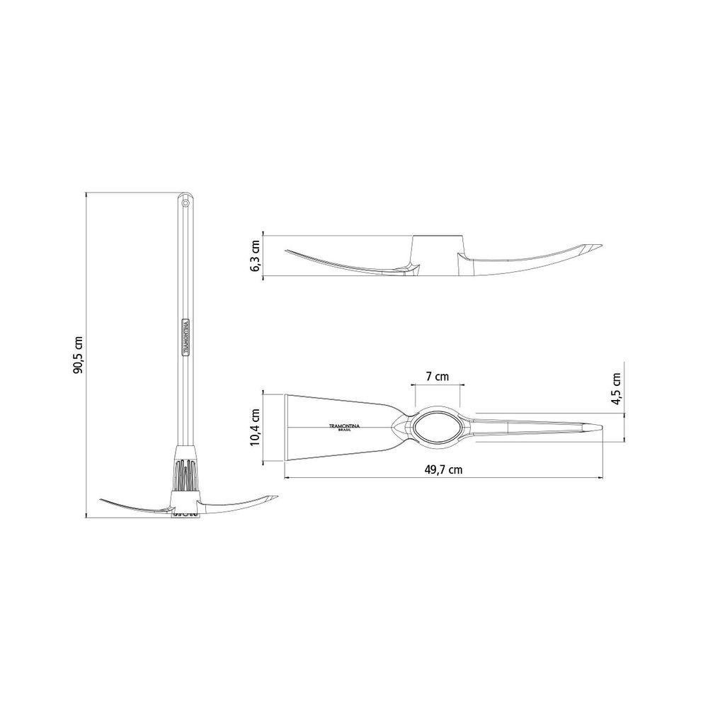 Picareta Alvião Tramontina em Aço Tamanho 5 com Cabo de Madeira 90 Cm - 6