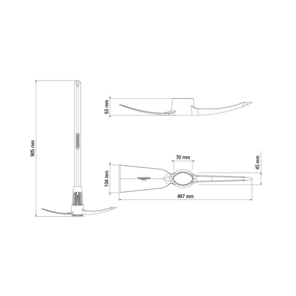 Picareta Alvião Tramontina em Aço Tamanho 5 com Cabo de Madeira 90 Cm - 5