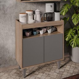 Balcão Aparador Buffet Cantinho do Café 71cm Lice M24 Freijó/grafite - Mpozenato - 2