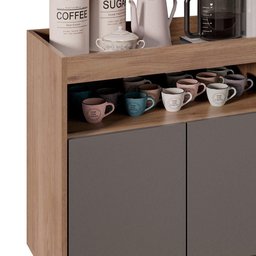 Balcão Aparador Buffet Cantinho do Café 71cm Lice M24 Freijó/grafite - Mpozenato - 6