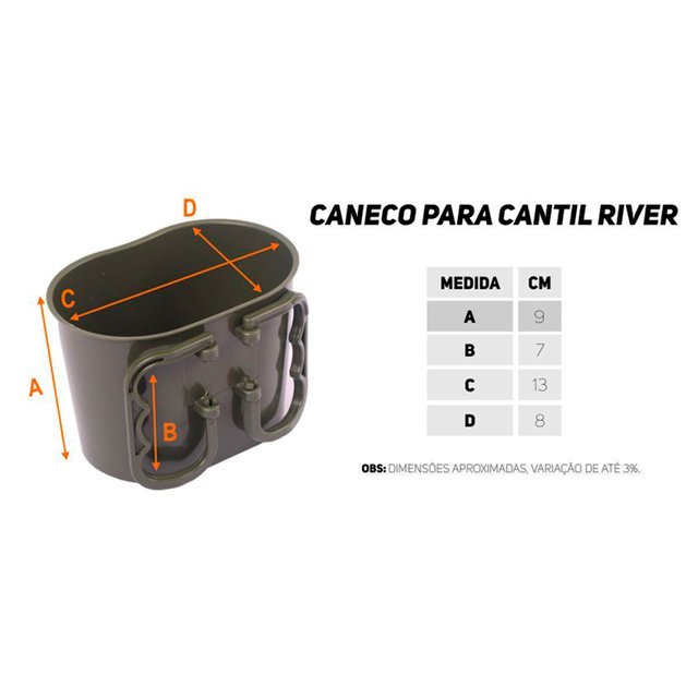 Kit River Cantil + Caneco para Cantil Polipropileno + Porta Cantil USA sem Presilha Preto - 4