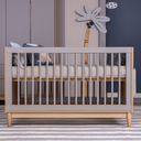 Ver imagem 1 de Berço Multifuncional Carvalho/cinza Americano 2 em 1 Linha Tomi Quater Móveis