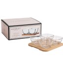 Ver imagem 1 de Petisqueira Monaco com 4 Tigelas de Vidro 280ml e Base de Madeira