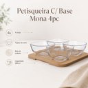 Ver imagem 3 de Petisqueira Monaco com 4 Tigelas de Vidro 280ml e Base de Madeira