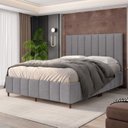 Ver imagem 1 de Conjunto Cama Casal Queen Estofada e Cabeceira 138cm Eva Cinza
