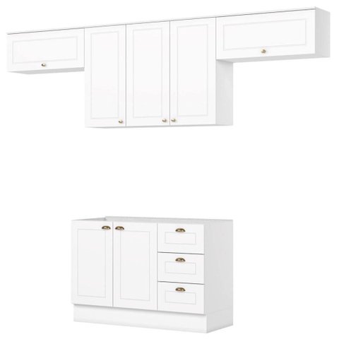 Cozinha Modulada 4 Pecas 280 Cm Ce757 Americana Branco Henn