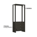 Ver imagem 3 de Estante Closet com 3 Gavetas e 1 Cabideiro - Grafite