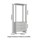 Ver imagem 4 de Estante Closet com 3 Gavetas e 1 Cabideiro - Grafite