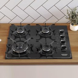 Cooktop Tripla Chama Itatiaia Itamaster 4 Bocas Vidro Temperado Preto Bivolt - 1