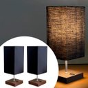 Ver imagem 1 de Kit 2 Abajur Luminaria de Mesa Quadrado Mdf Interruptor Ref 49 Decoração Casa Sala Quarto Escritório