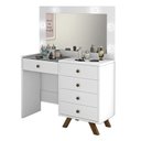 Ver imagem 2 de Penteadeira Camarim Luna com Banqueta Almofadada Branco - Móveis Luapa