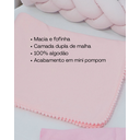 Ver imagem 4 de Manta Cueiro Bebê Malha com Pompom 70x80cm: Rosa Bebê