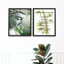 Ver imagem 1 de Kit 2 Quadros Princípios do Reiki - Buda 24x18cm:madeira Preta