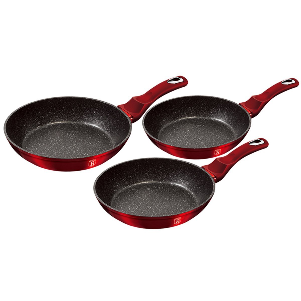 Jogo Frigideiras Antiaderente Rose Gold Berlinger Haus Cozinha Grelhar Grelhador Indução 3 peças