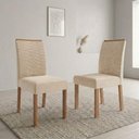 Ver imagem 6 de Kit 2 Cadeiras Estofadas Madeira Tauari 20227 Suede Nude Molci