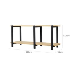 Rack Laguna 120cm 2 prat 52,6Ax120Lx42P em Madeira Cubomob Preto e Mel - 6