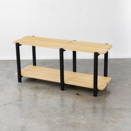 Rack Laguna 120cm 2 prat 52,6Ax120Lx42P em Madeira Cubomob Preto e Mel - 5