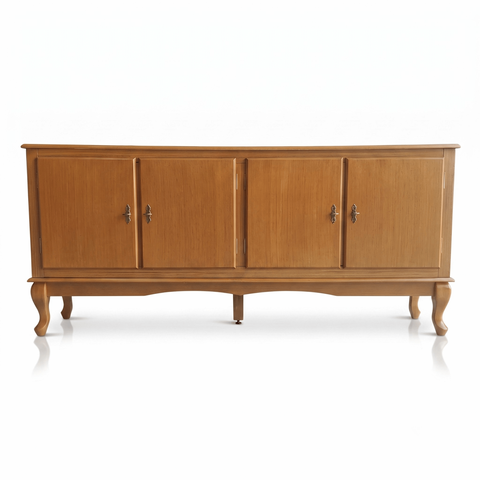 Rack 4 Portas Clássico Pés Luiz Xv Grande MDF Laca Sala Ecomem Cor Imbuia