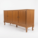 Ver imagem 2 de Rack 4 Portas Clássico Pés Luiz Xv Grande MDF Laca Sala Ecomem Cor Imbuia