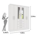 Ver imagem 3 de Guarda Roupa Arizona 6 Portas 4 Gavetas TCIL Branco