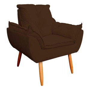 Poltrona Sofá Decorativa Pés Palito Luxo Reforçada Click:marrom