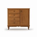 Ver imagem 2 de Cômoda 4 Gavetas 1 Porta Clássica Pés Luiz XV Imbuia