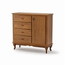 Ver imagem 4 de Cômoda 4 Gavetas 1 Porta Clássica Pés Luiz XV Imbuia