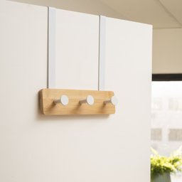 Cabideiro de porta bambu 3 ganchos sem furar - Oikos - 4 Cabideiro de porta bambu 3 ganchos sem furar - Oikos - 4