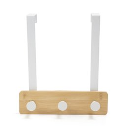 Cabideiro de porta bambu 3 ganchos sem furar - Oikos - 1 Cabideiro de porta bambu 3 ganchos sem furar - Oikos - 1