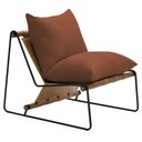 Ver imagem 1 de Poltrona Decorativa Turim Base Aço Preto Recouro Camel Linho Telha - Nexta Casa