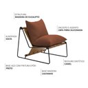 Ver imagem 3 de Poltrona Decorativa Turim Base Aço Preto Recouro Camel Linho Telha - Nexta Casa