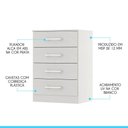 Ver imagem 4 de Cômoda para Quarto 4 Gavetas 93cm Menu Móveis Branco