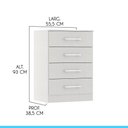 Ver imagem 3 de Cômoda para Quarto 4 Gavetas 93cm Menu Móveis Branco