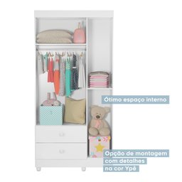 Guarda Roupa de Bebê 100% MDF 3 Portas 2 Gavetas Life - 4